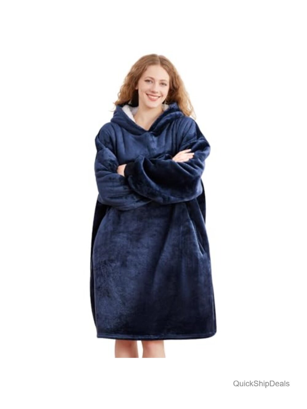 Wearable Blanket Hoodie Oversized Sherpa Fleece Cozy Adult Teen